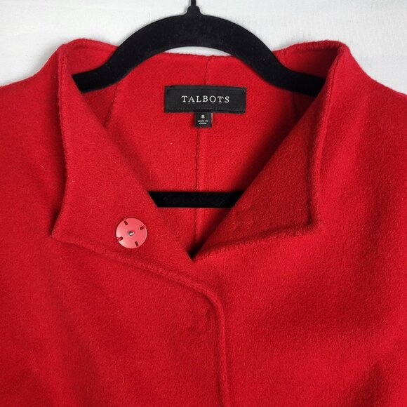 Talbots Jacket Women's 8 Red Wool Blend Snap Front Short Career Office - Picture 3 of 9
